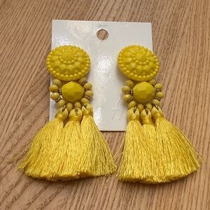 H&M Bright Yellow Tassel Drop Earrings